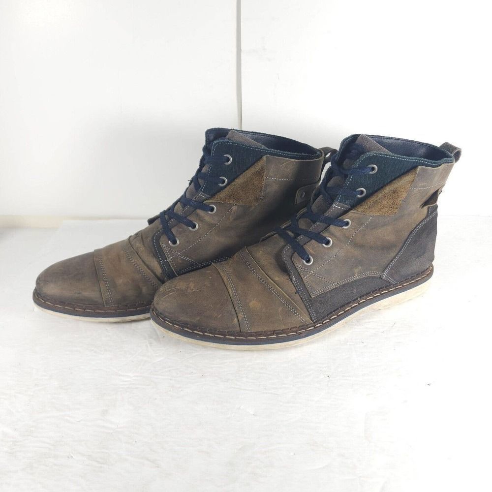 Bull Boxer Men's Bartos US12 EU45 Brown Leather Cap Toe Distressed Chukka Boots